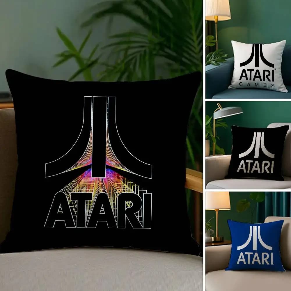 A-AtariS logo pillow case, soft sofa cushion cover with front-back print, plush fabric