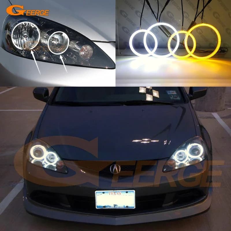 Per Acura RSX 2005 2006 Eccellente Ultra Luminoso A/W Switchback Luce diurna Indicatori di direzione SMD LED Angel Eyes Kit Halo Anelli