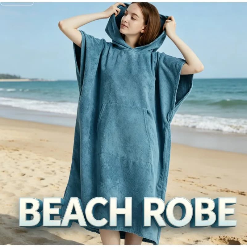 Ultra fine fiber bath towel robe wearable hooded design fast drying and super absorbent outdoor swimming changing clothes