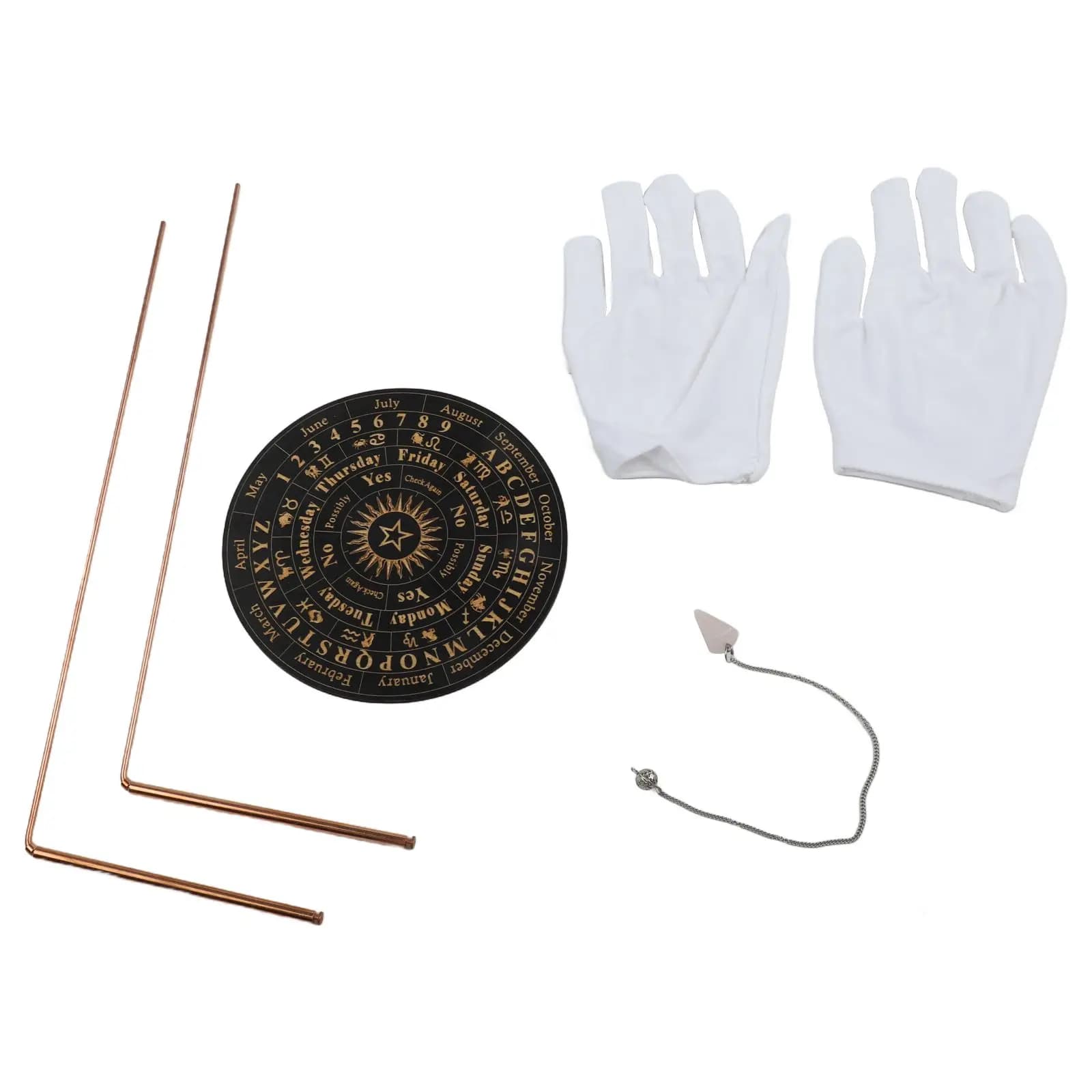 Asta da rabdomanzia in rame 99,9% Kit di pendolo in rame per divinazione psichica Aste da rabdomanzia telescopiche per kit di accessori per pendenti in cristallo