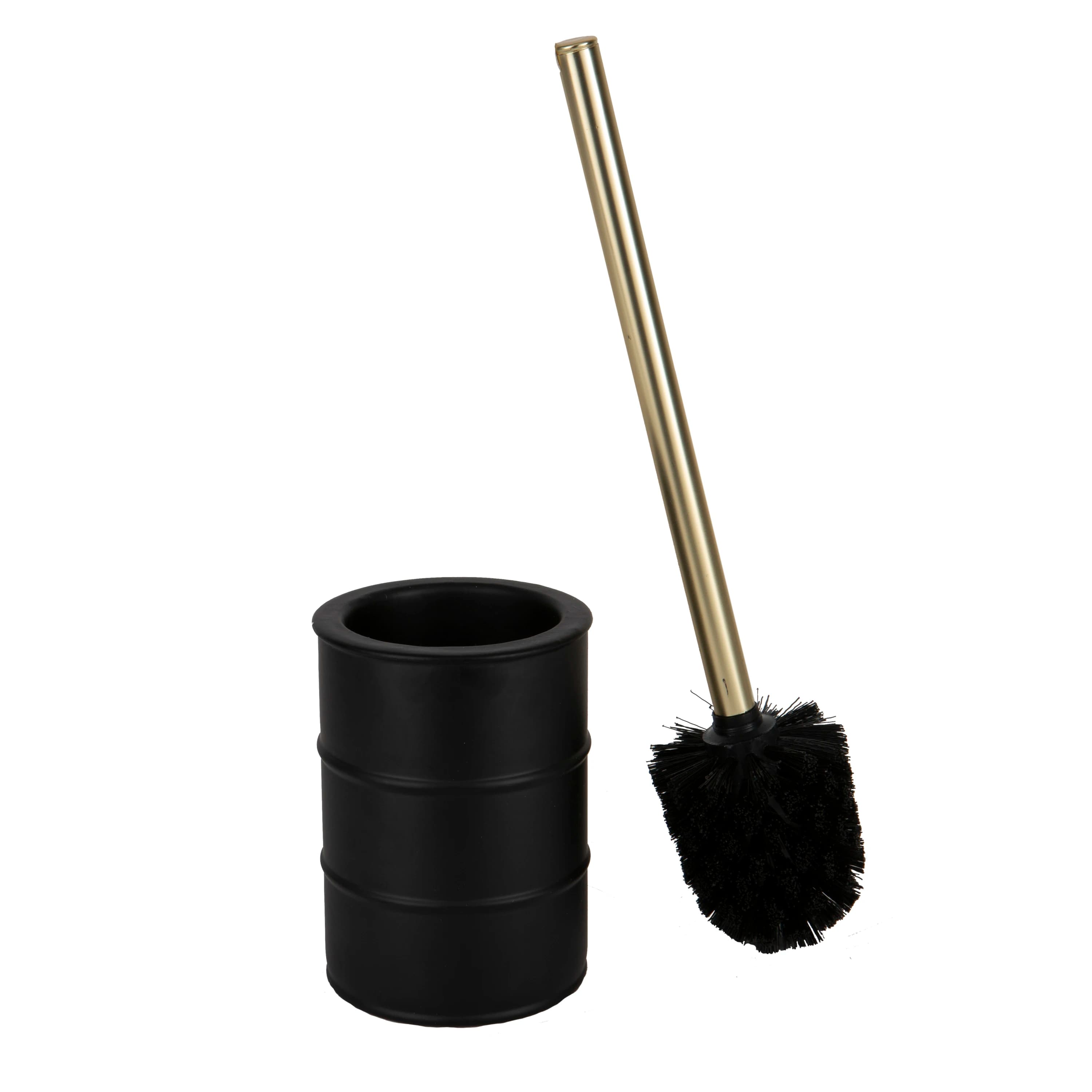 Paris modern ridge design iron toilet brush with holder in black