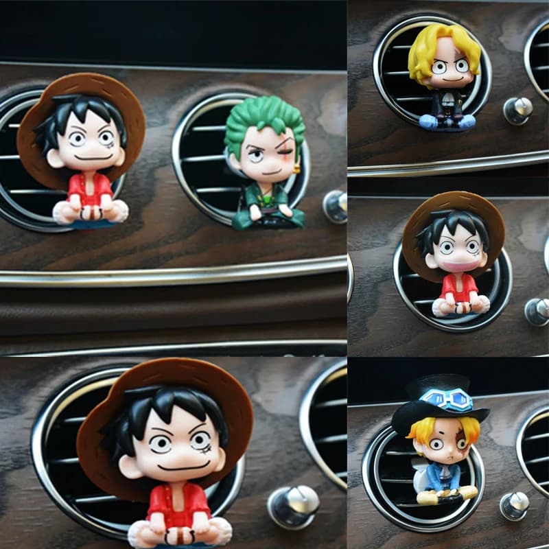 7 cm One Piece Rufy and Zoro Figurine Car Vent Deodorant for Environments Carboard Model Animated Ornament Accessories Cute Birthday Gift