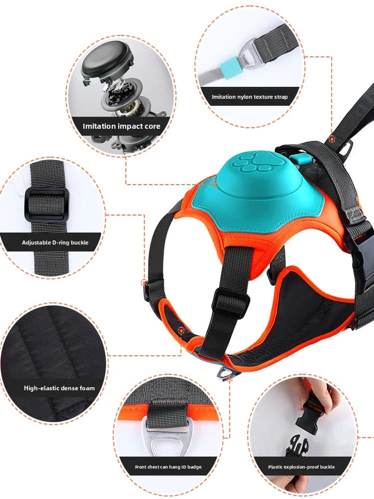 Guinzaglio per cani, pettorina per passeggiate, corda di trazione resistente, gilet per animali domestici, guinzaglio estensibile e retrattile, accessorio anti-morso per cani