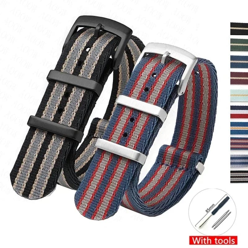 Cinturino in nylon militare per Seiko Omega Seamaster 300 Speedmaster uomo cintura di sicurezza cinturino sportivo per immersione accessori 18/20/22/24mm