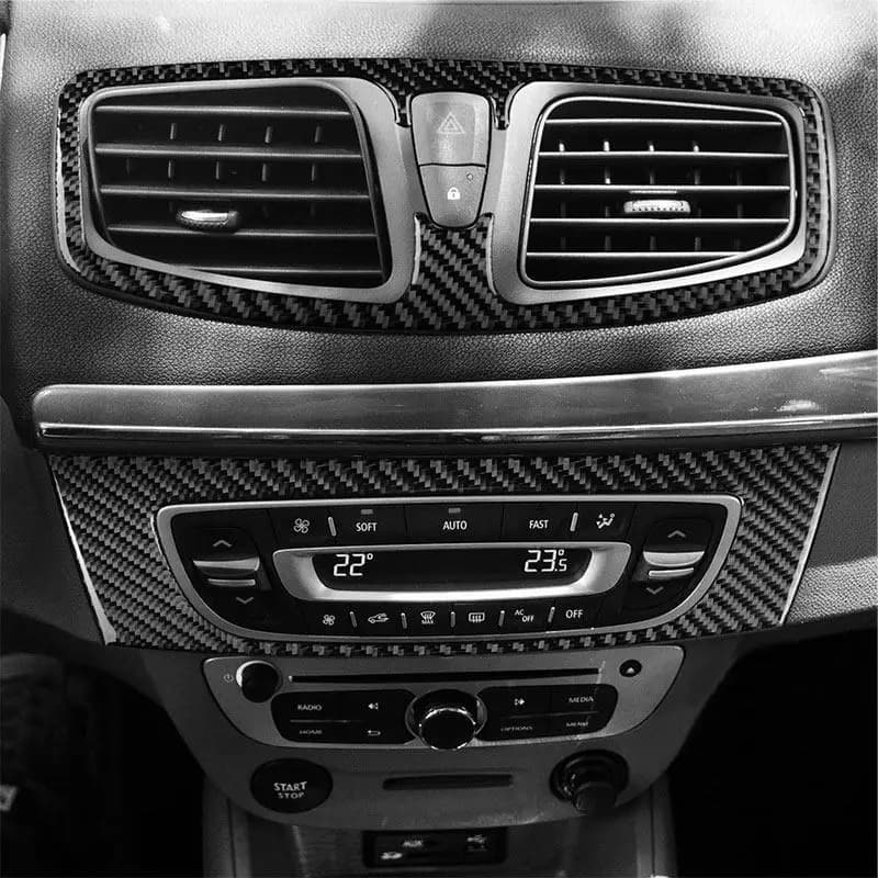 Adesivi decorativi in fibra di carbonio morbida per il pannello di controllo centrale dell'auto per Renault Fluence Megane 3 RS 2009 2010 2011 2012 2013 2014 2015