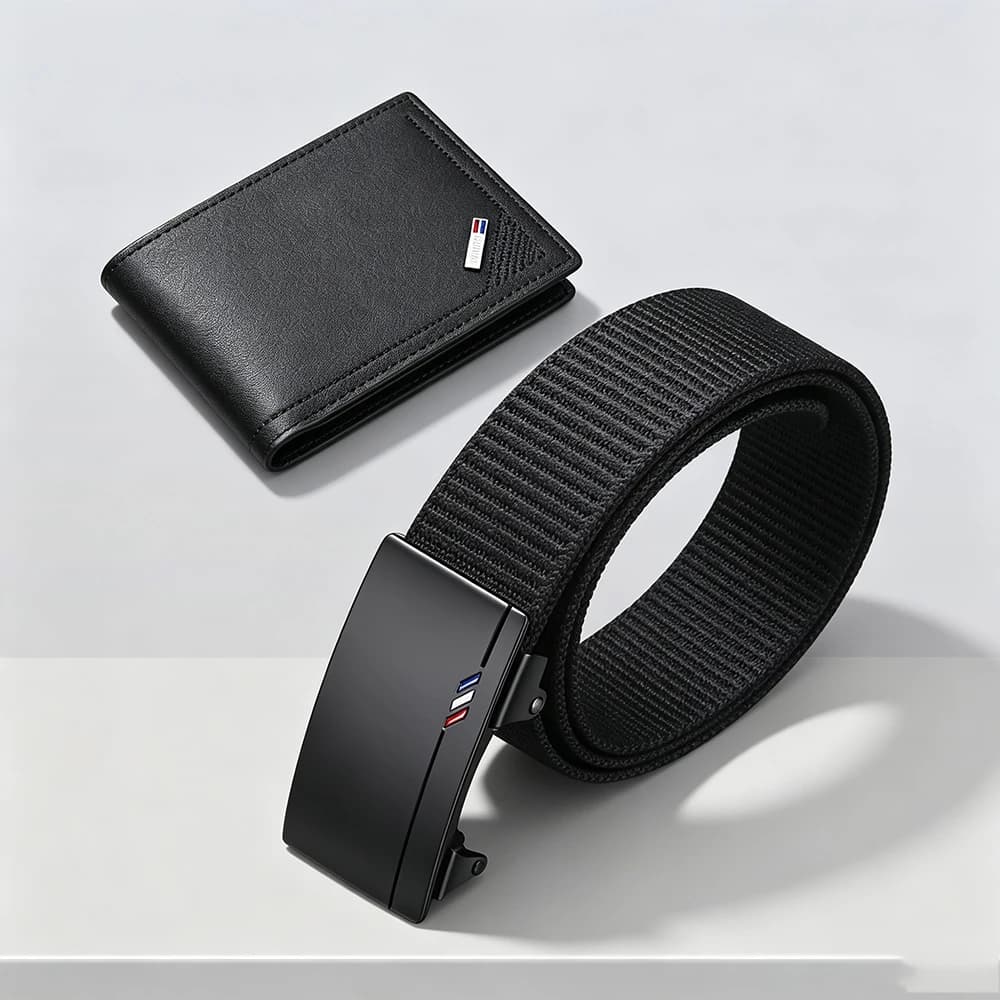 2pcs Men's Fashion Belt Wallet Set High Quality Men's Outdoor Sports Adventure Belt Trendy Men's Clothing Accessories Wholesale