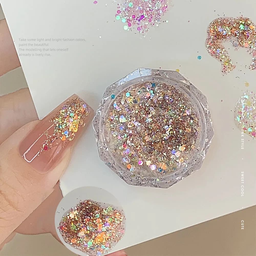 1 jar Sirena Opale Fiocchi Glitter nails Paillettes Mixed shape Big bows Nail powder UV Gel Nail Manicure Art Decorat Pigment