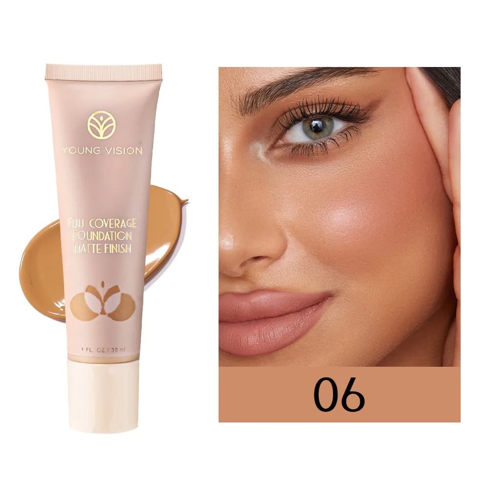Fondotinta Liquido Professionale Opaco 30ml, Lunga Durata, Copertura Totale, Base Impermeabile, Correttore Viso per Donne