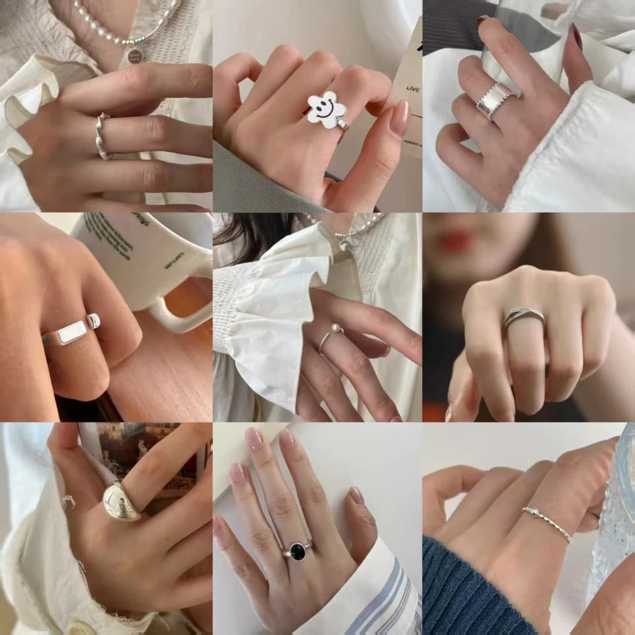 Anello da donna in rame, minimalista, con perla argentata, aperto e regolabile, per signore eleganti, gioielli per tutti i giorni, feste e matrimoni
