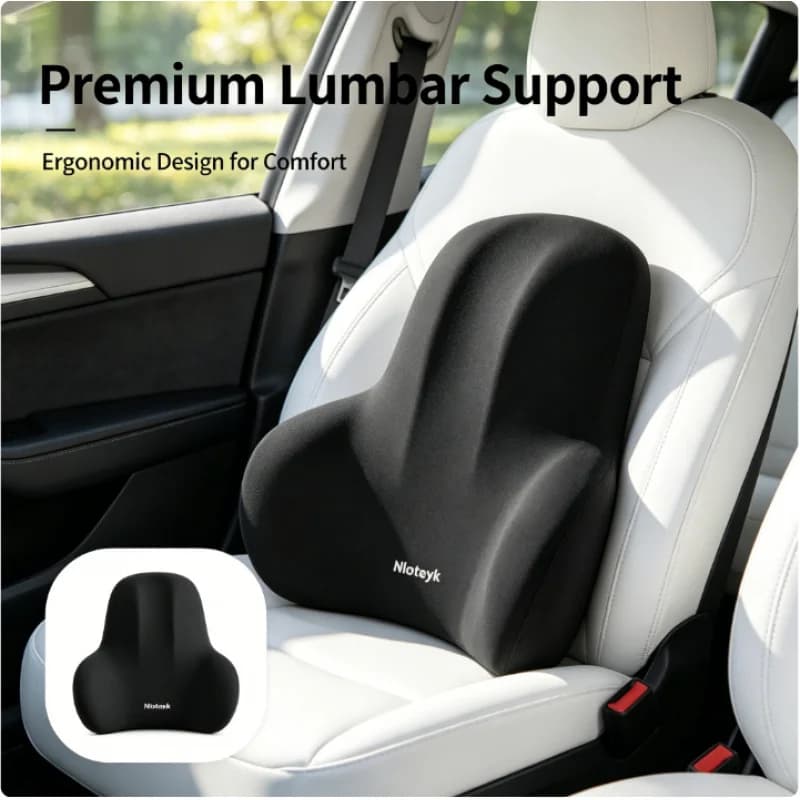 2 Cuscini Ergonomici in Memory Foam per Supporto Lombare Auto, Traspiranti per Sollievo dal Dolore e Comfort