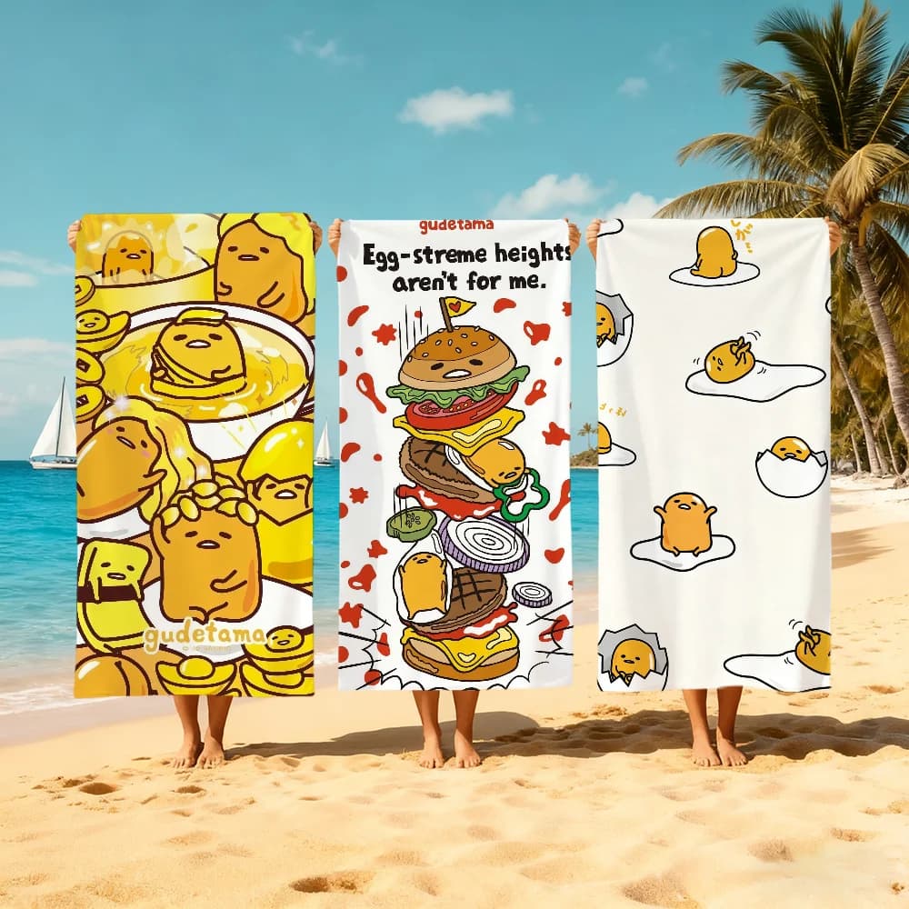 G-Gudetama - Asciugamano da spiaggia anime carino, morbido e ad asciugatura rapida, regalo per viaggi, palestra, doccia, campeggio, sport