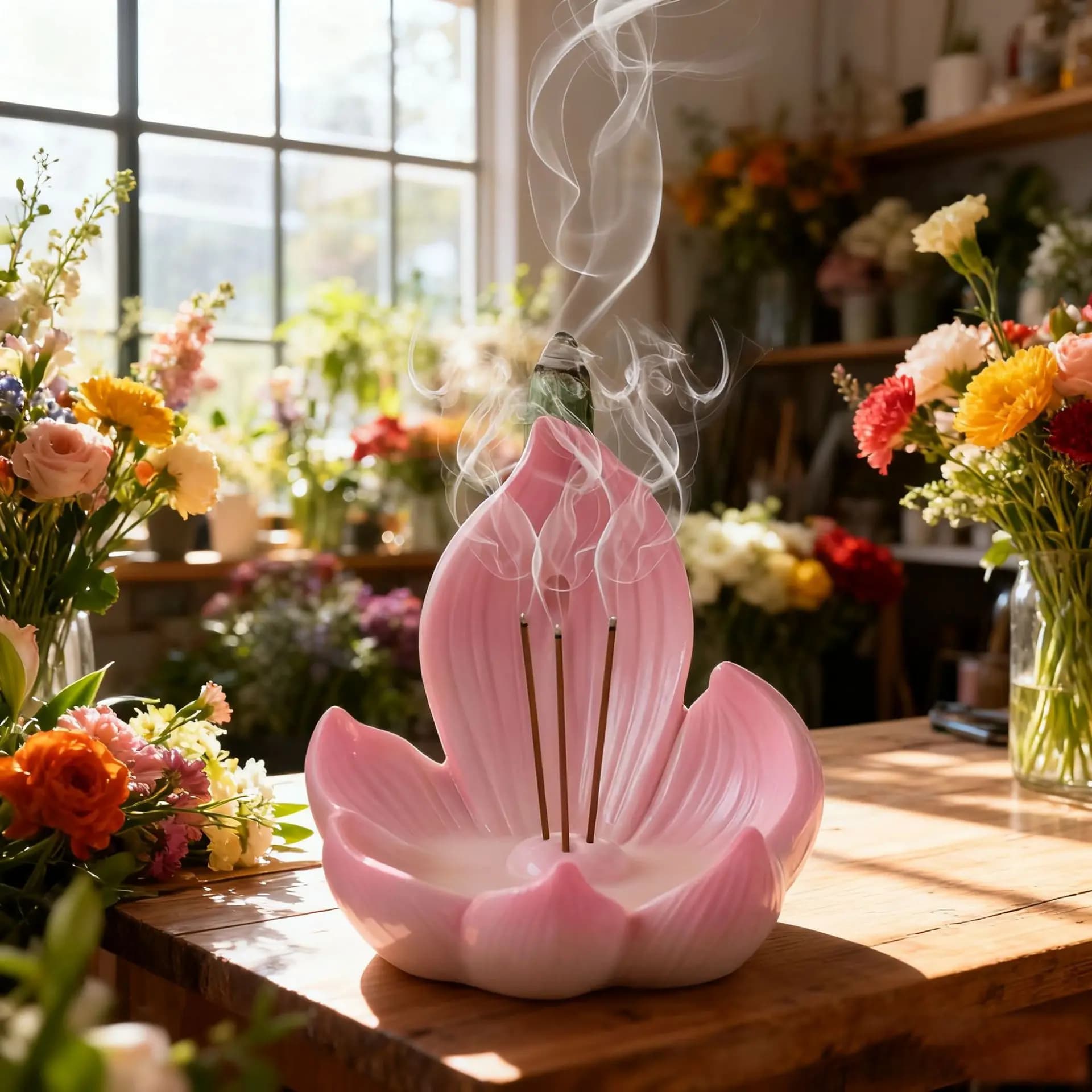 Porta Incenso in Resina a Forma di Loto, Fatto a Mano, Rosa, per Bastoncini di Incenso, Raccoglitore di Ceneri per Yoga, Meditazione, Spa, Arredamento Casa