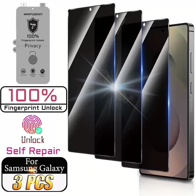 MINIFUQINZY 3 Pezzi Pellicola di Auto Riparazione Per Samsung Galaxy S25 Ultra S24 S23 S22 S20 Plus Privacy Protezione Dello Schermo Sblocco S21 5G