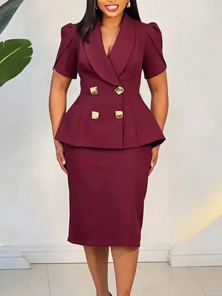 L-3XL Plus Size Women's Clothing 2 Piece Sets New Arrival Matching Two Pieces Sets Short sleeve Top And Skirt Suits Outfits
