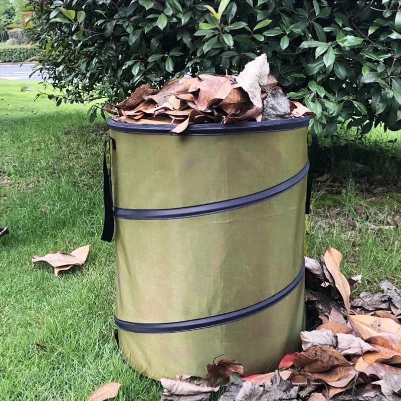 Sacchetto della spazzatura per la conservazione dei rifiuti, portatile, pieghevole, pop-up, per foglie da giardino, fiori e per il bidone dell'erba da campeggio
