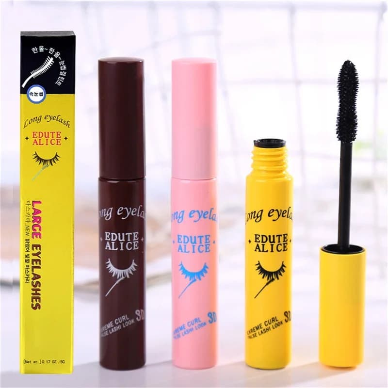 Fiber Brush Mascara Waterproof Long Lasting Shaping Lash Makeup, Thick & Curly Eyelashes Mascara