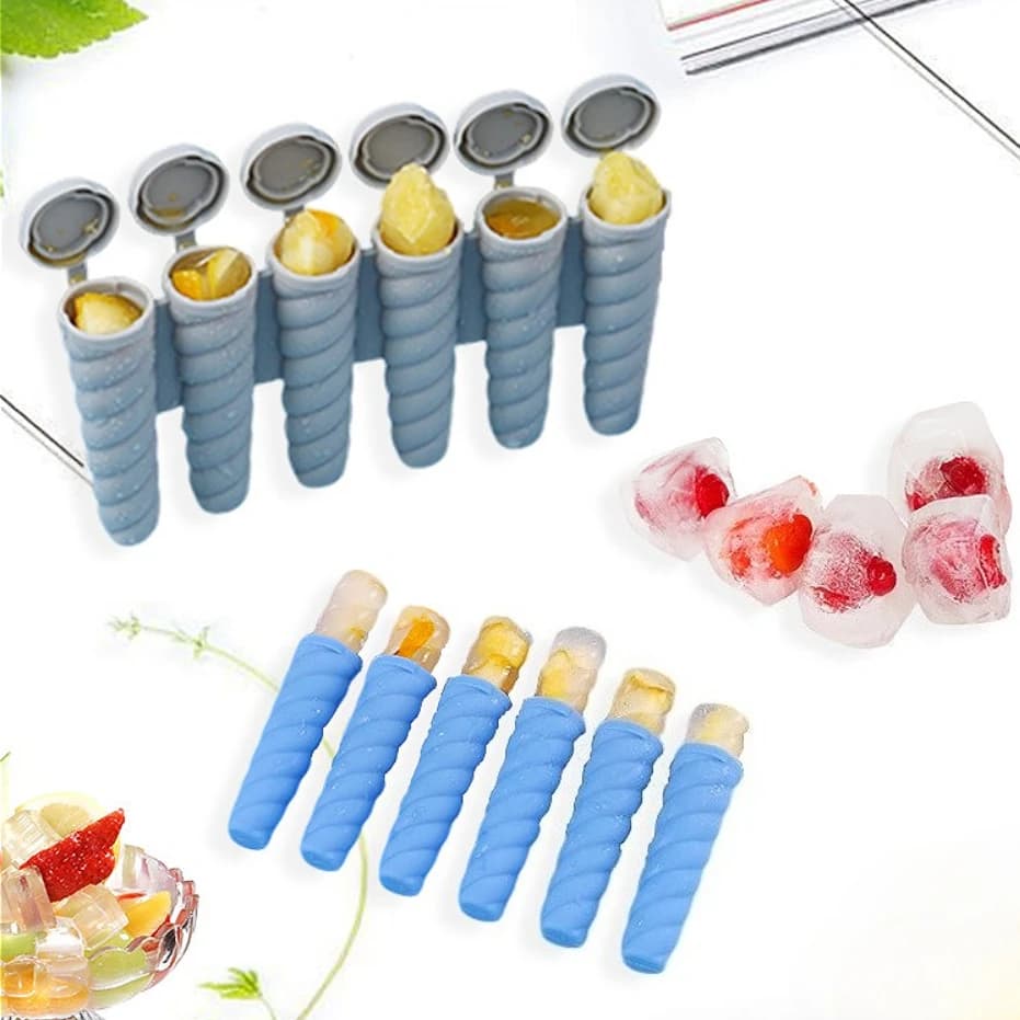 Vassoio per stampi per ghiaccioli in silicone Coperchi a scatto a prova di perdite a 6 fori | Facile rilascio per ghiaccioli fatti in casa e snack allo yogurt ghiacciato
