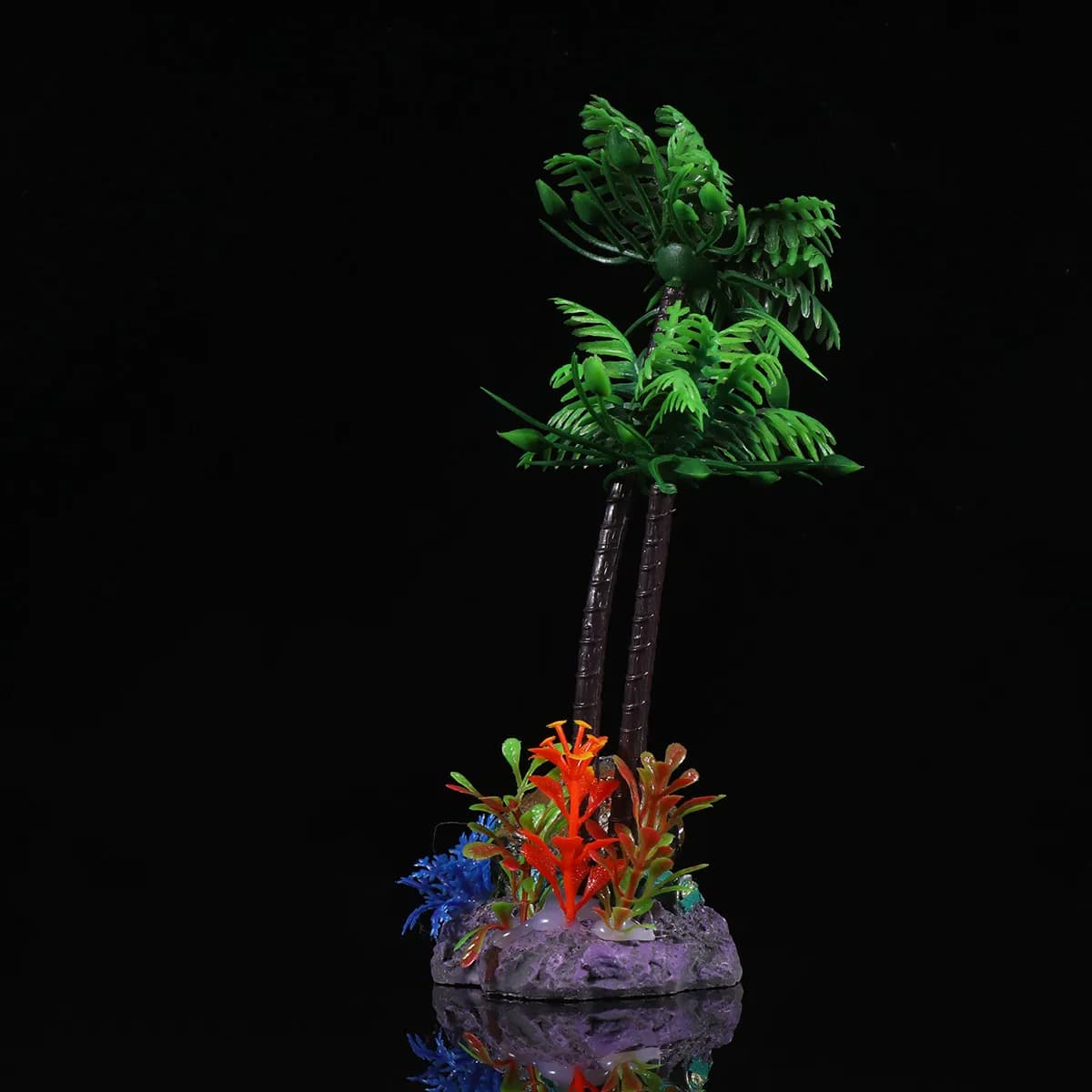 1 Pezzo Decorazione per Acquario a Forma di Albero di Cocco, Pianta Artificiale in Plastica Realistica per Acquario