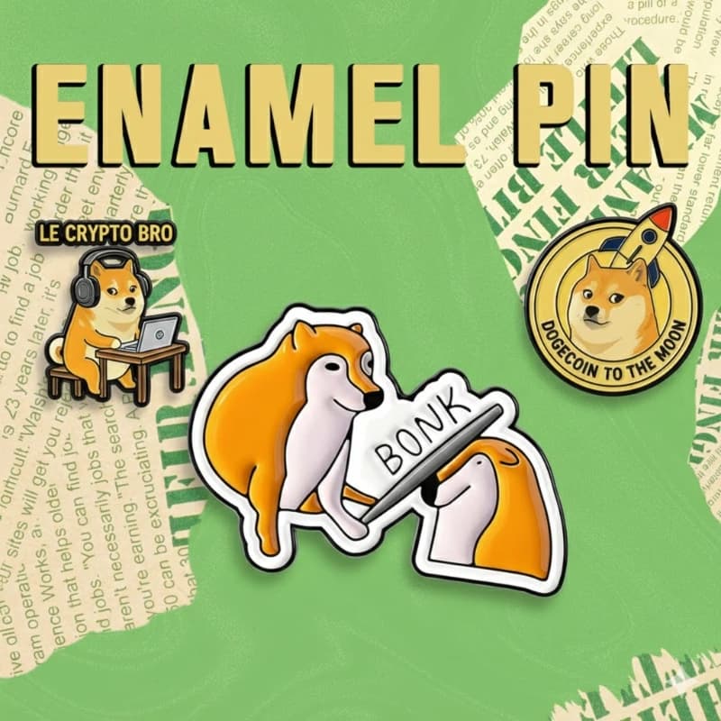 Spilla in smalto Bonk Doge, divertente meme Cheems Shiba Inu, distintivo da bavero per amanti dei cani, gioiello a forma di animale dei cartoni animati, regalo per amico, per zaino