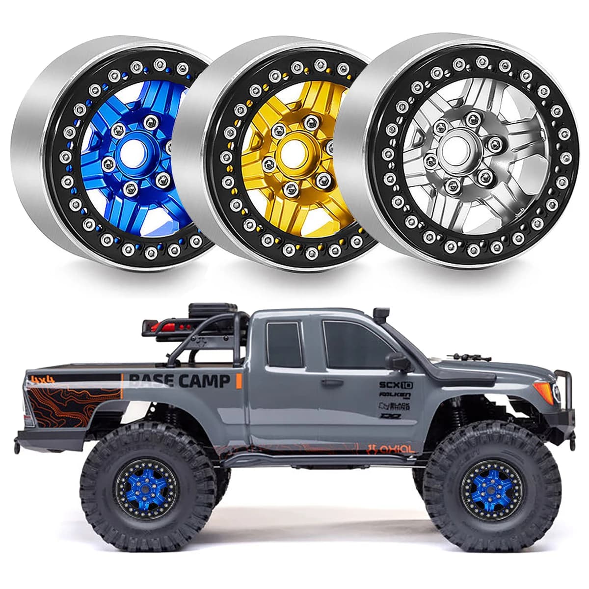 4 cerchi in lega CNC da 1,9 pollici con beadlock per auto RC Crawler 1/10 Axial SCX10 90046 AX103007 VS4-10 MST CFX RC4WD D90 TRX4 TRX6