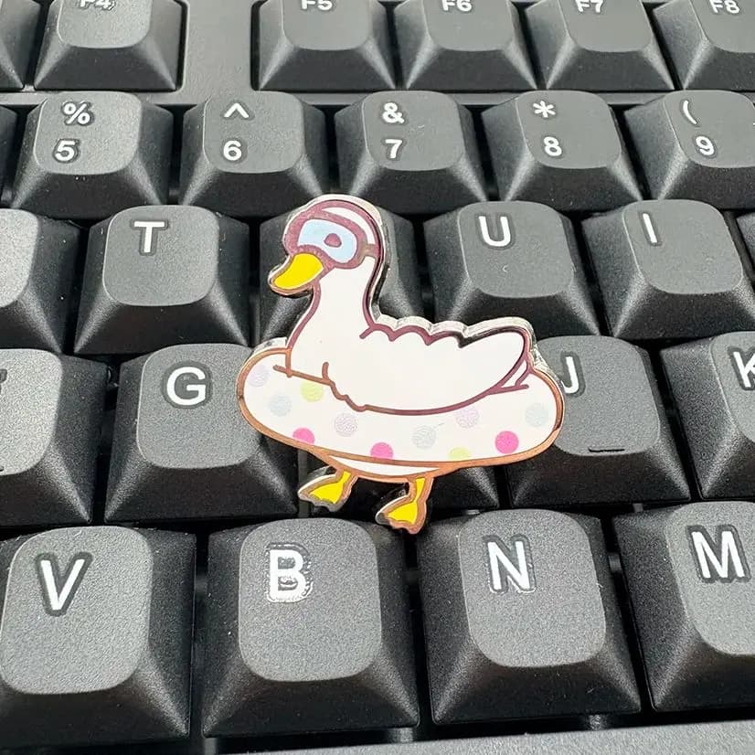 Kawaii wearing colorful polka dots swimming ring cartoon duck nail polish animal brooch badge gift for kids acc