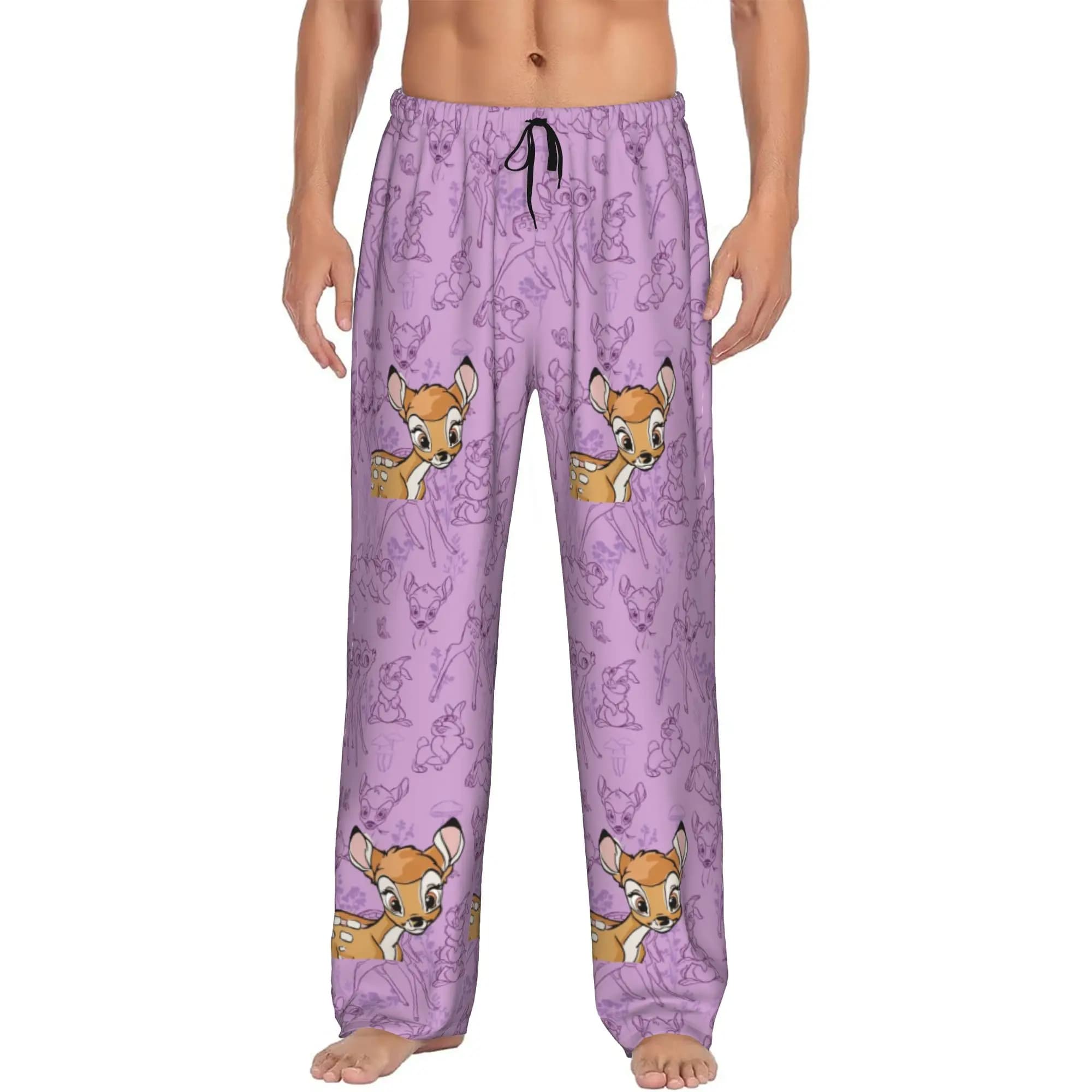 Custom B-Bambies Anime Pajama Pants Sleepwear for Men Elastic Waistband Sleep Lounge Bottoms with Pockets