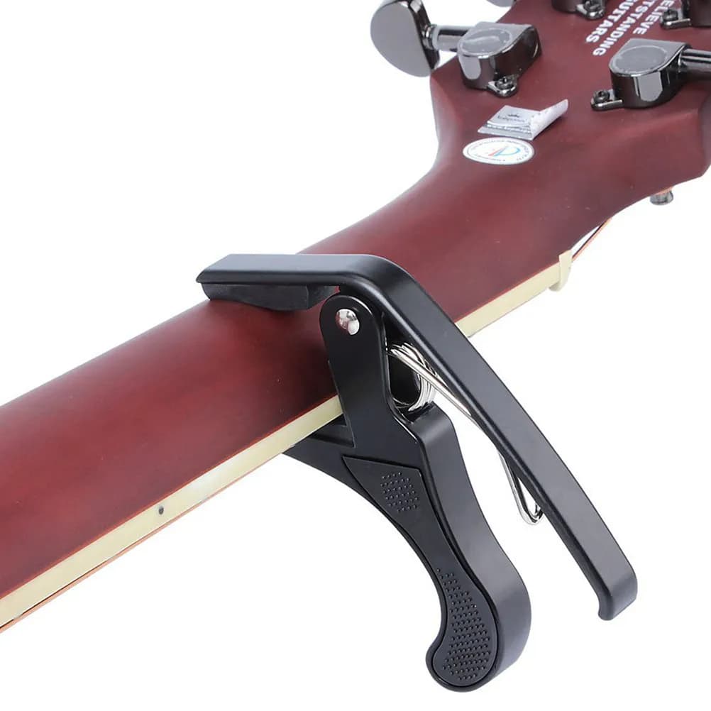 Capotasto per Chitarra in Metallo Nero, Professionale e Resistente, per Chitarra Acustica, Elettrica, Ukulele, Basso e Mandolino