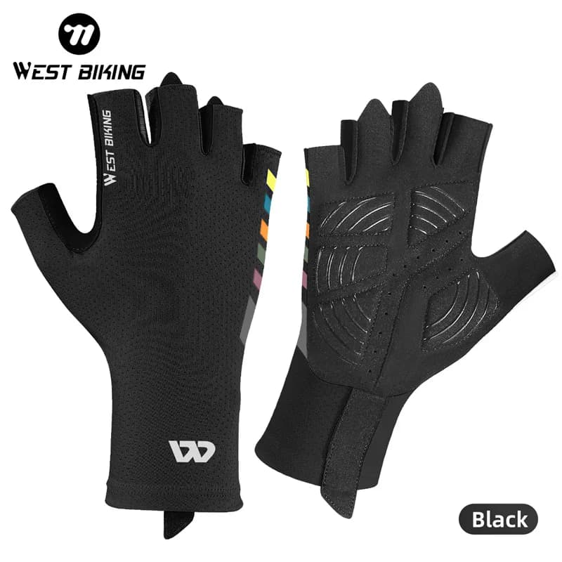 WEST BIKING Cycling Gloves Mid-Summer Fins Ultralight and Breathable Road Bike Race Gloves SBR Pad Cooling Sports Equipment