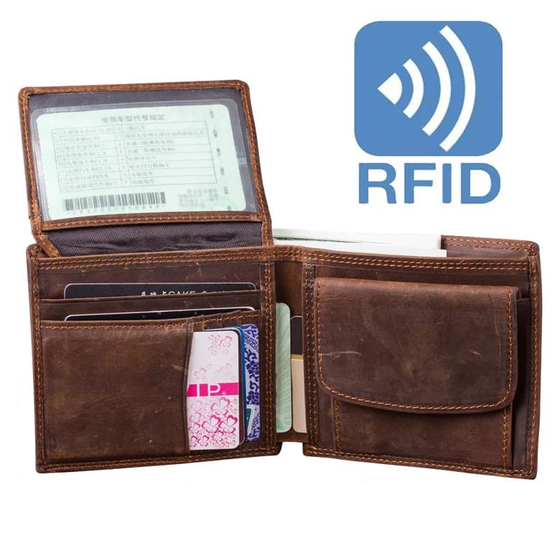 Portafoglio da uomo in vera pelle RFID Borsa con clip Porta carte di credito Portafogli piccoli Organizer Mini portamonete Retro portfel carteiras