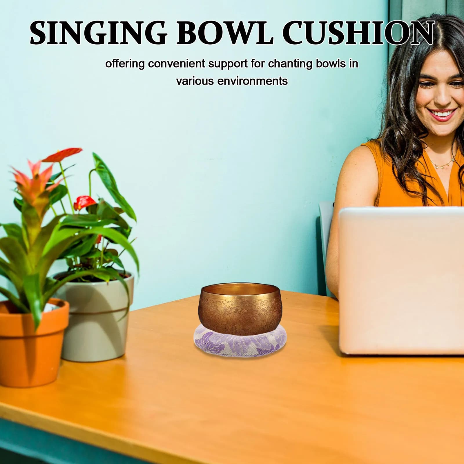 Nepal Singing Bowl Cushion Round Textured Anti-Slip Meditation Mat Pad for Crystal Sound Bowls Yoga Healing Accessories