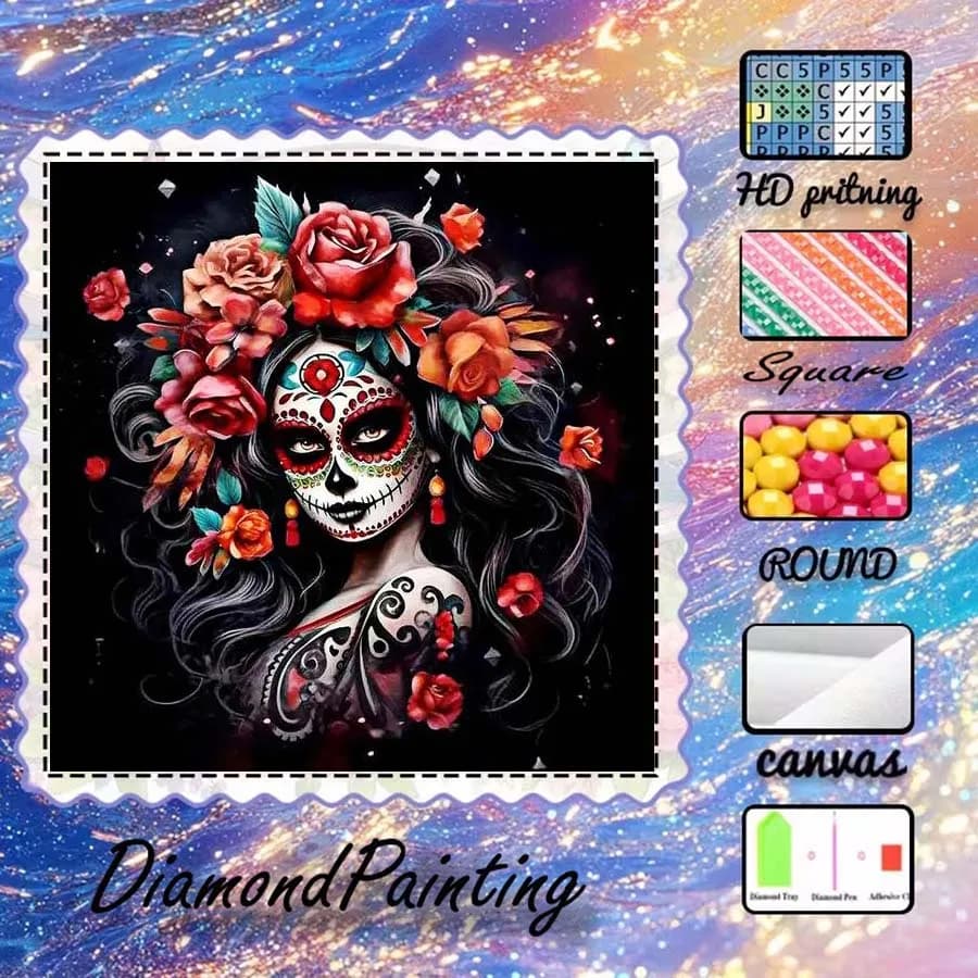 1 pezzo di tessuto floccato 5D fai da te, trapano speciale, kit per pittura con diamanti, fiori, donne, mosaico con motivi, arte con diamanti