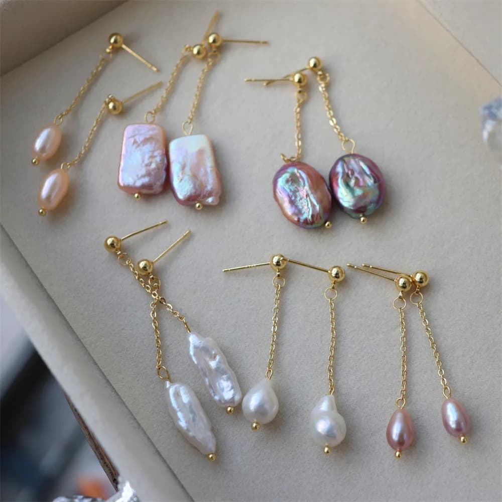 Ins Style Natural Freshwater Pearl Long Temperament Tassel Earrings Light Luxury Highlight Earrings Niche Earrings for Women