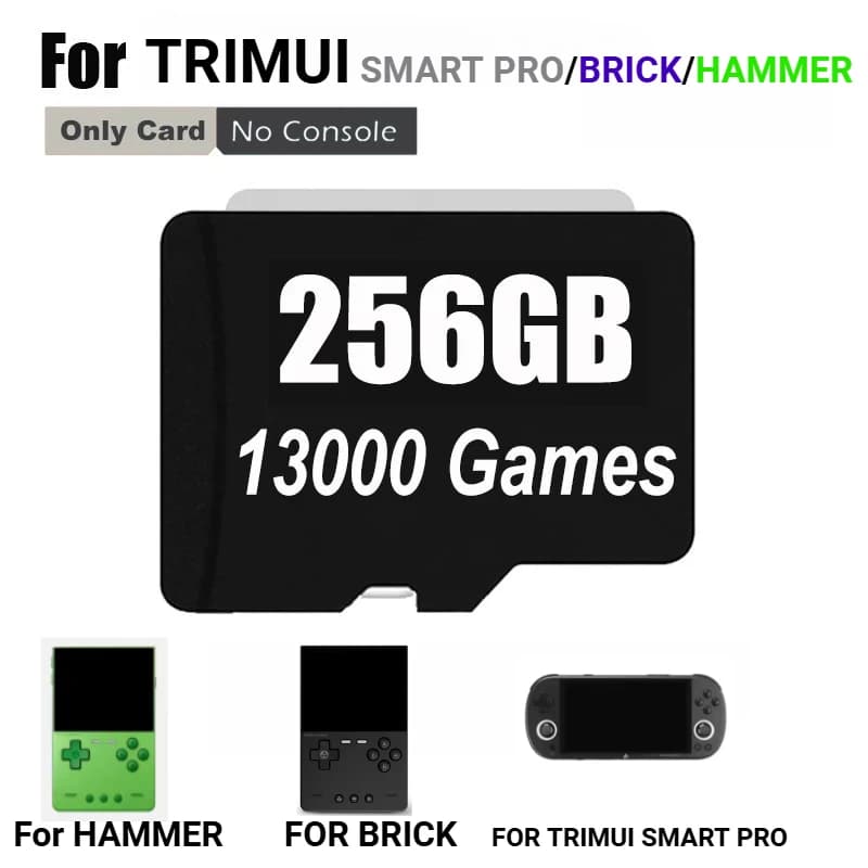 Scheda SD da 256G per Console di Gioco Portatile Trimui Smart Pro, Schermo IPS da 4.96'', Sistema Linux TRIMUI BRICK HAMMER, Scheda di Gioco TF 64G 128G