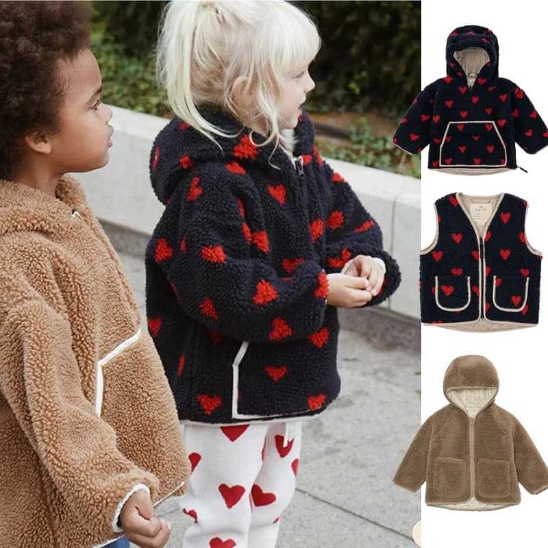 Cappotti invernali per bambini ragazze ragazzo KS New Lamb Fleece Jacket Vest Baby Children Keep Warm Plus Cotton capispalla peluche vestiti di natale