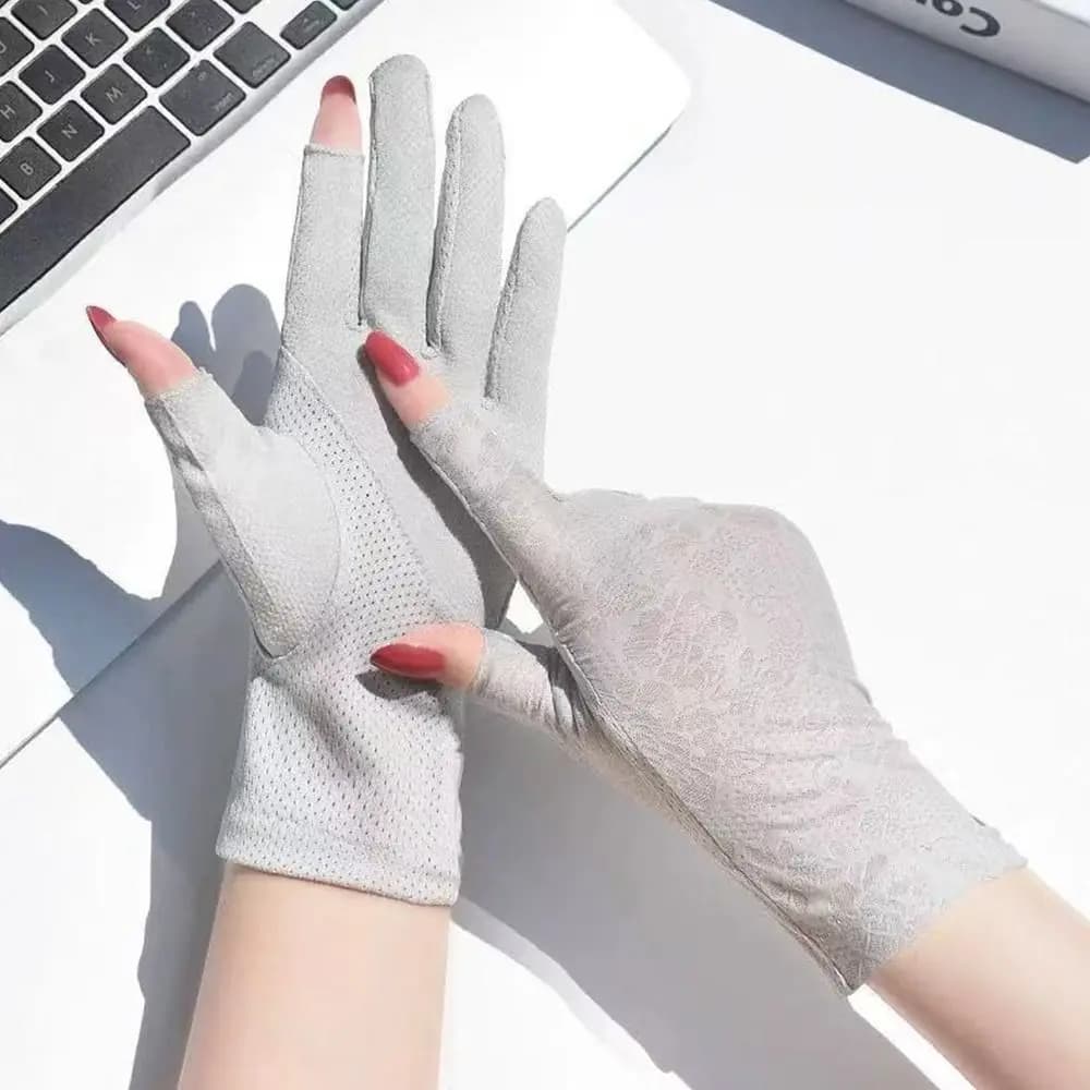 UV Protection Summer Sunscreen Gloves Breathable Lace Sun Protection Gloves Elastic Slip Resistant Anti-UV Mittens Women Girls