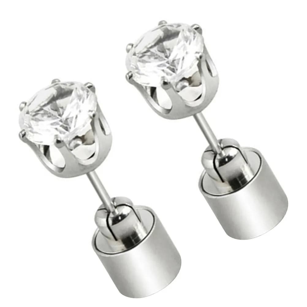 1Pair Light Up Earrings LED Glowing Ear Studs Stainless Steel Turn Off by Pulling Night Club Festival Fun Accessories
