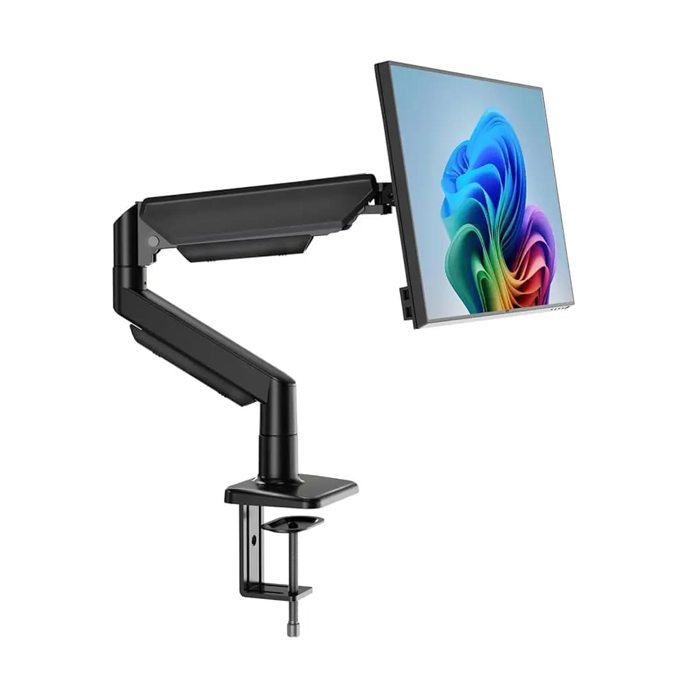 Supporto per monitor singolo per schermi da 13 a 32 pollici, braccio per monitor con molla a gas, girevole, inclinabile, rotante, regolabile in altezza, da scrivania