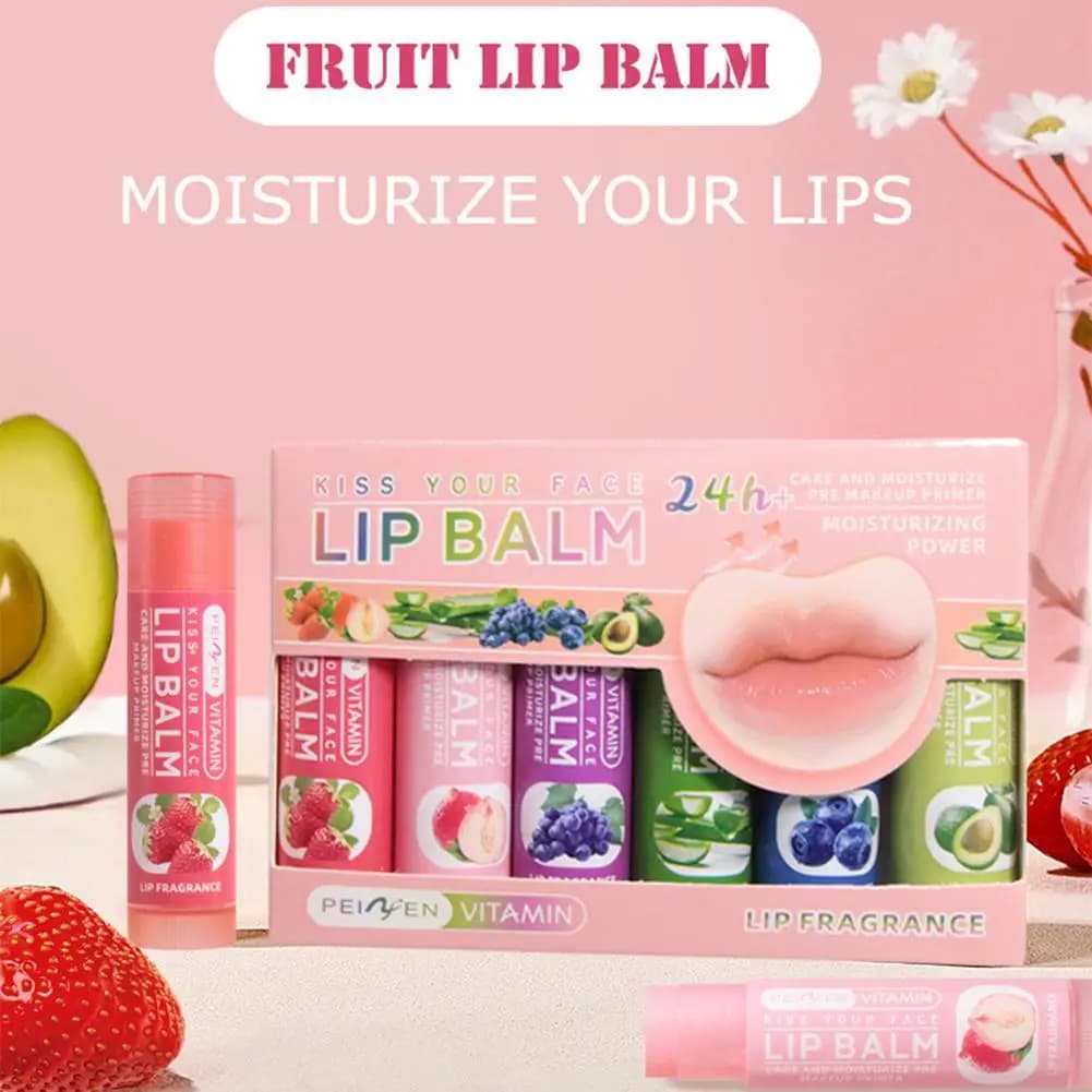Set di 6 Balsami Labbra Naturali alla Frutta che Cambiano Colore, Idratanti, a Lunga Durata, Lucidi e Nutrienti per la Cura delle Labbra