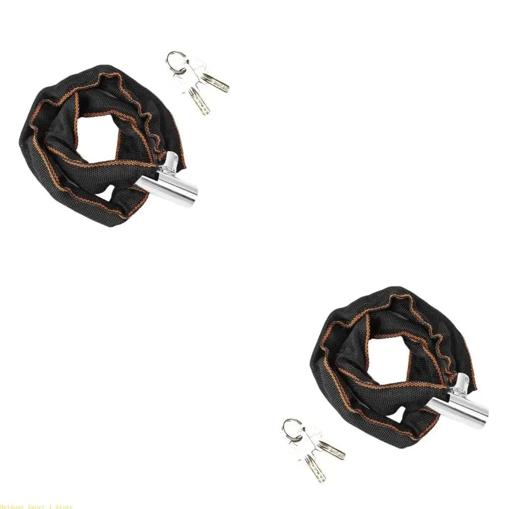 Lucchetto a catena per bici portatile A0KA Lucchetto a catena sicurezza per bici da strada con 2 chiavi per ciclismo