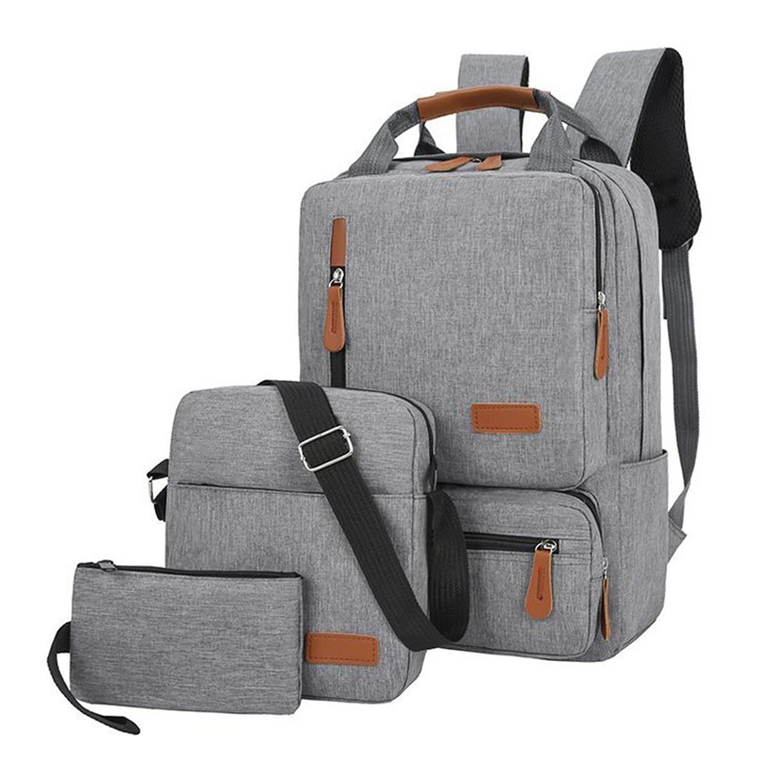 3pcs Backpack Set Women Men Laptop Backpack Shoulder Bag Small Pocket for Travel School Business Work College