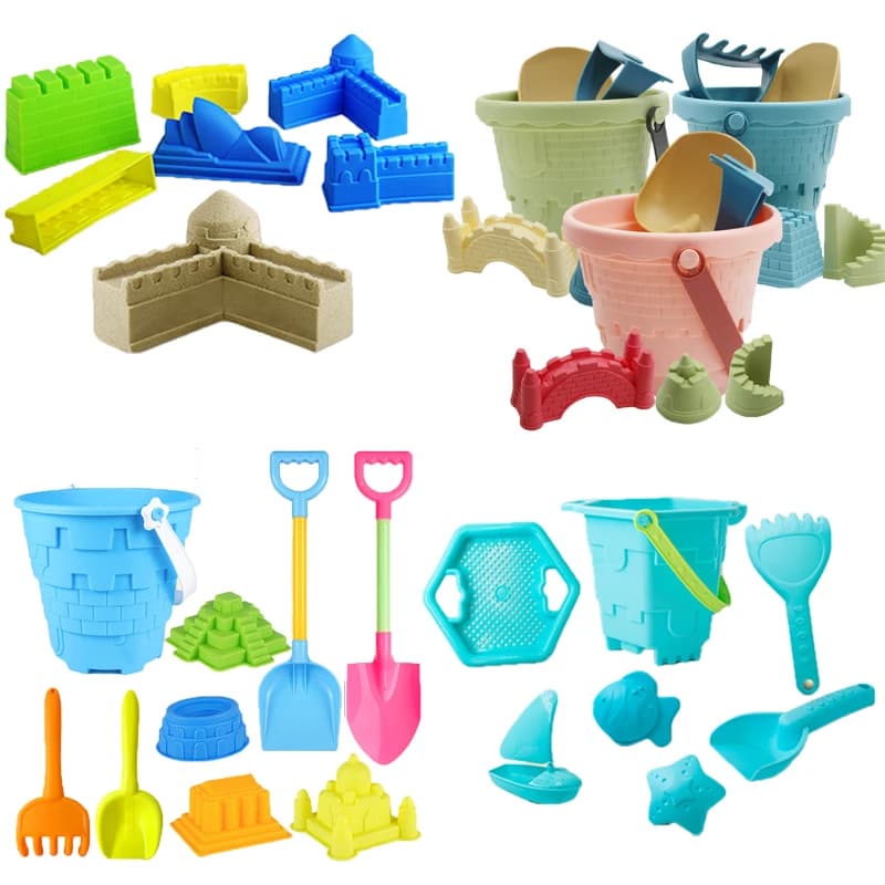 Giocattoli da spiaggia per bambini Castello Secchio di sabbia Scavo Paletta di sabbia Giocattolo Set di sabbie per bambini Gioco di sabbia Strumenti Molde Giochi da spiaggia all'aperto per bambini