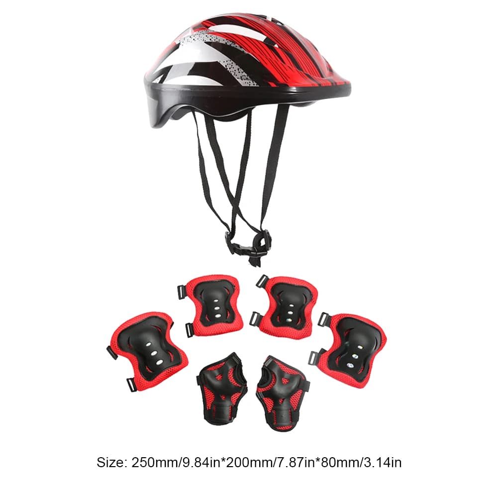 Sports Protective Set for Bicycle 7 Pieces, Helmet & Padded Breathable for Children 48-55cm, for Skateboard/Bici/ Skating/Cycling