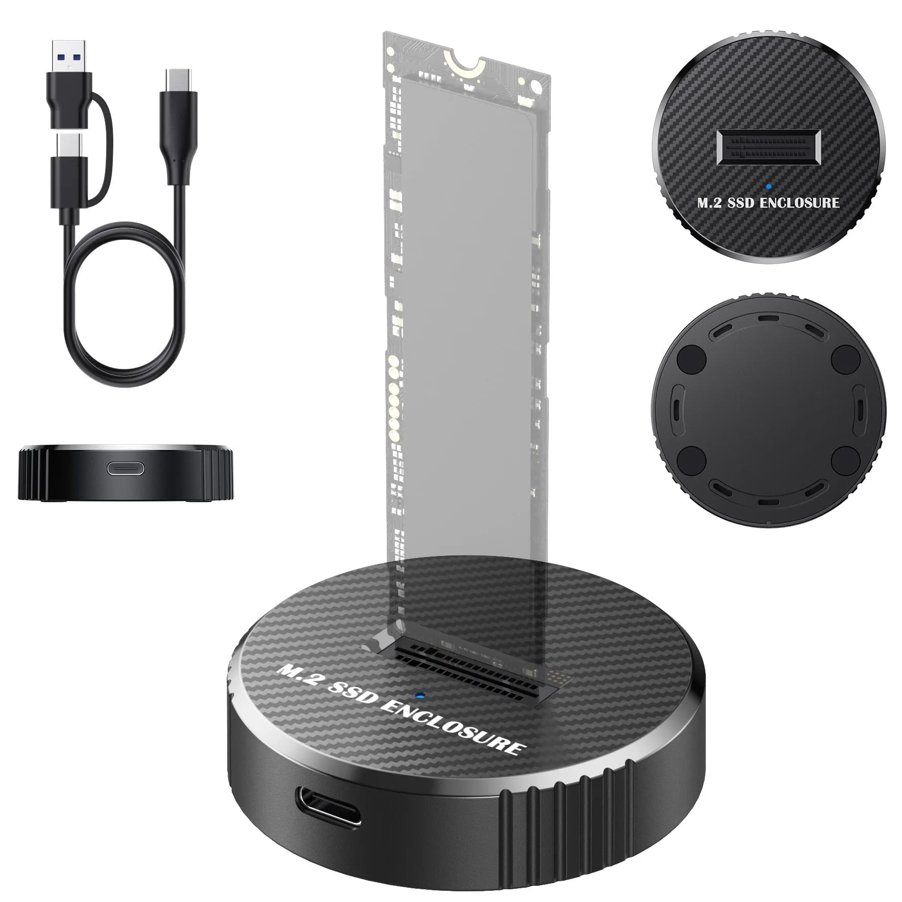 M.2 SSD Enclosure Up To 10Gbps Type-C NVMe SATA Dual/Single Protocol External Hard Drive Case for 2230/2242/2260/2280/22110 SSD