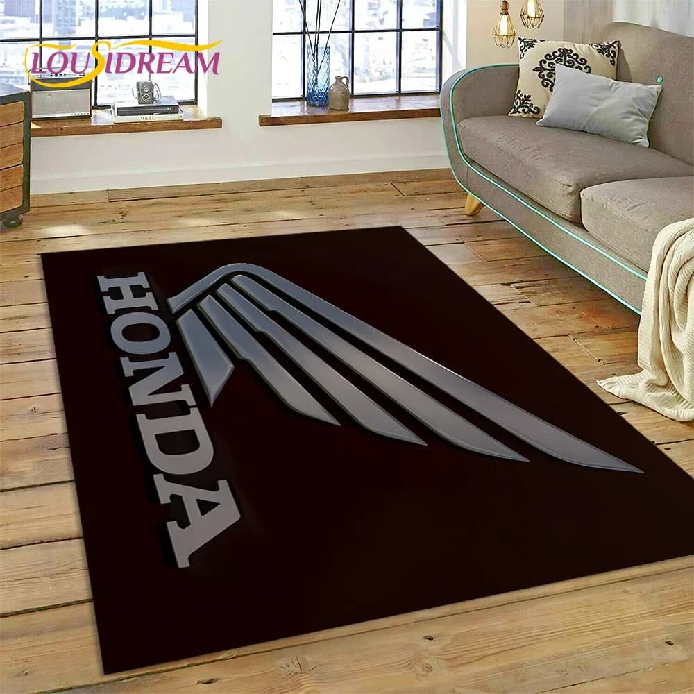 Tappeto con logo Honda HRC stampato in 3D per camera da letto, soggiorno, decorazione del divano, tappetino decorativo grande per giochi per bambini, regalo