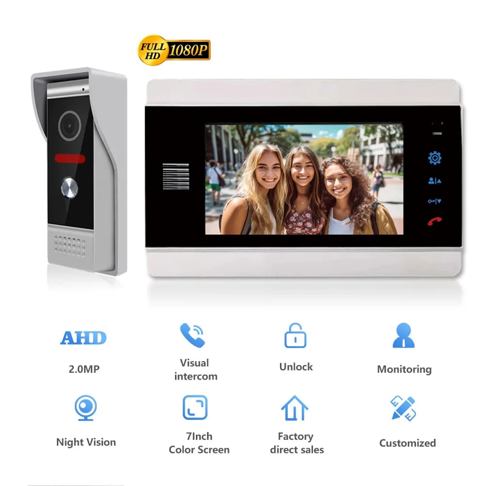 Schermo IPS da 7 pollici 2MP Tuya telecomando WIFI citofono citofono campanello visivo supporto telecamera AHD visualizzatore porta di sicurezza domestica