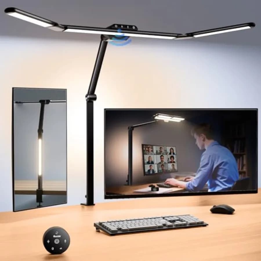 Lampada da Scrivania per Architetti da 32,5 Pollici per Ufficio, Casa, Dormitorio - Protezione Occhi, 3 Barre Luminose, 1100LM Luminose, Retroilluminazione Ambientale, Sensore Radar, Telecomando
