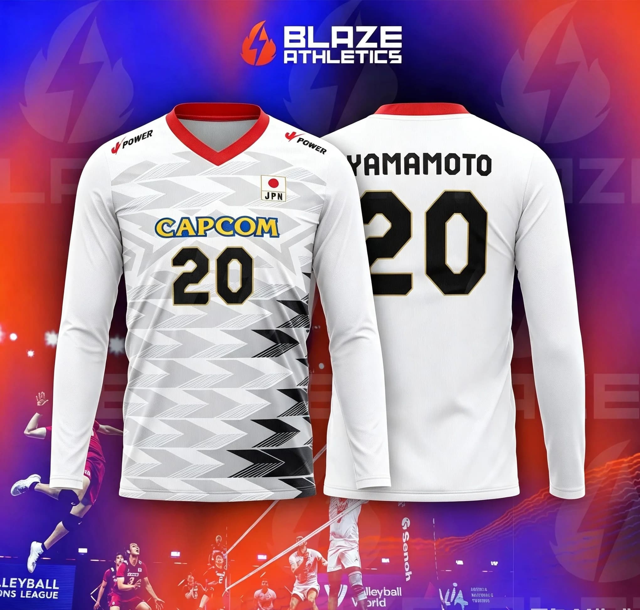 Y2K Japanese‑Inspired Volleyball Long‑Sleeve Tee National Flag Element Streetwear Sport Jersey