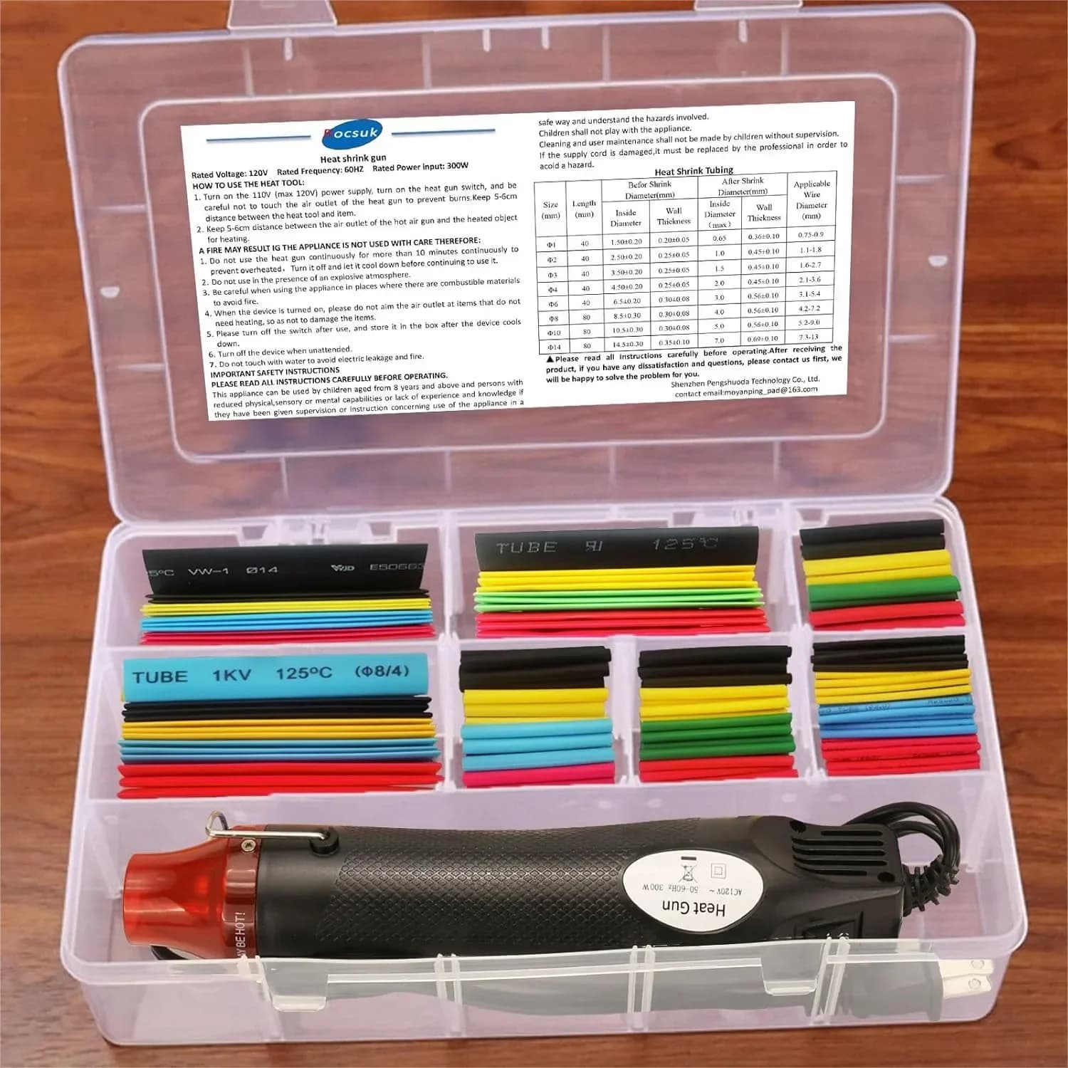 Kit di 328 Tubi Termorestringenti con Mini Pistola Termica per Avvolgimento Cavi e Riparazione Fili
