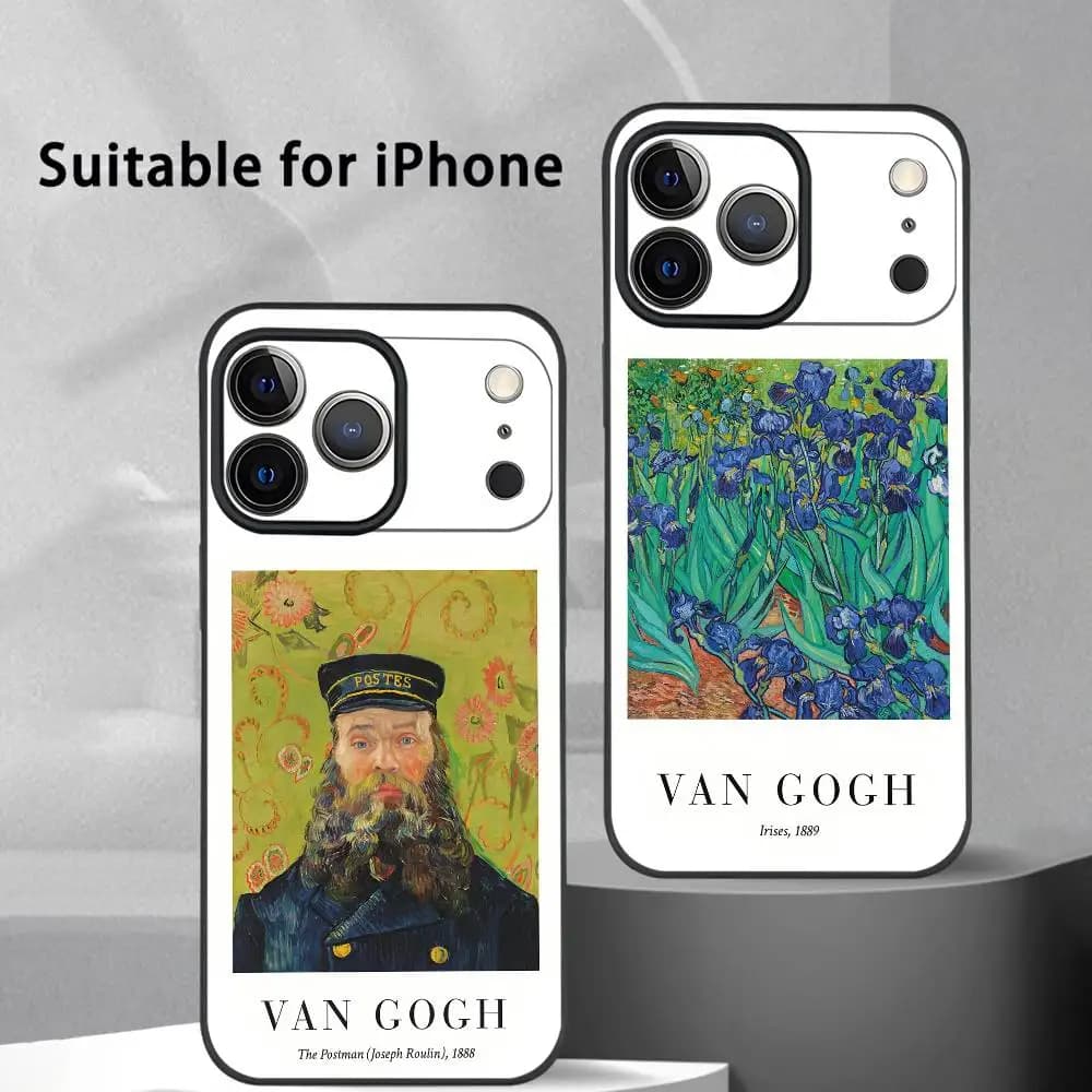 Vincent Van Gogh Olio INS Cassa Del Telefono Per IPhone 17 16 15 14 13 12 11 Pro Max Plus Mini Nero Smerigliato Soft Shell Funda
