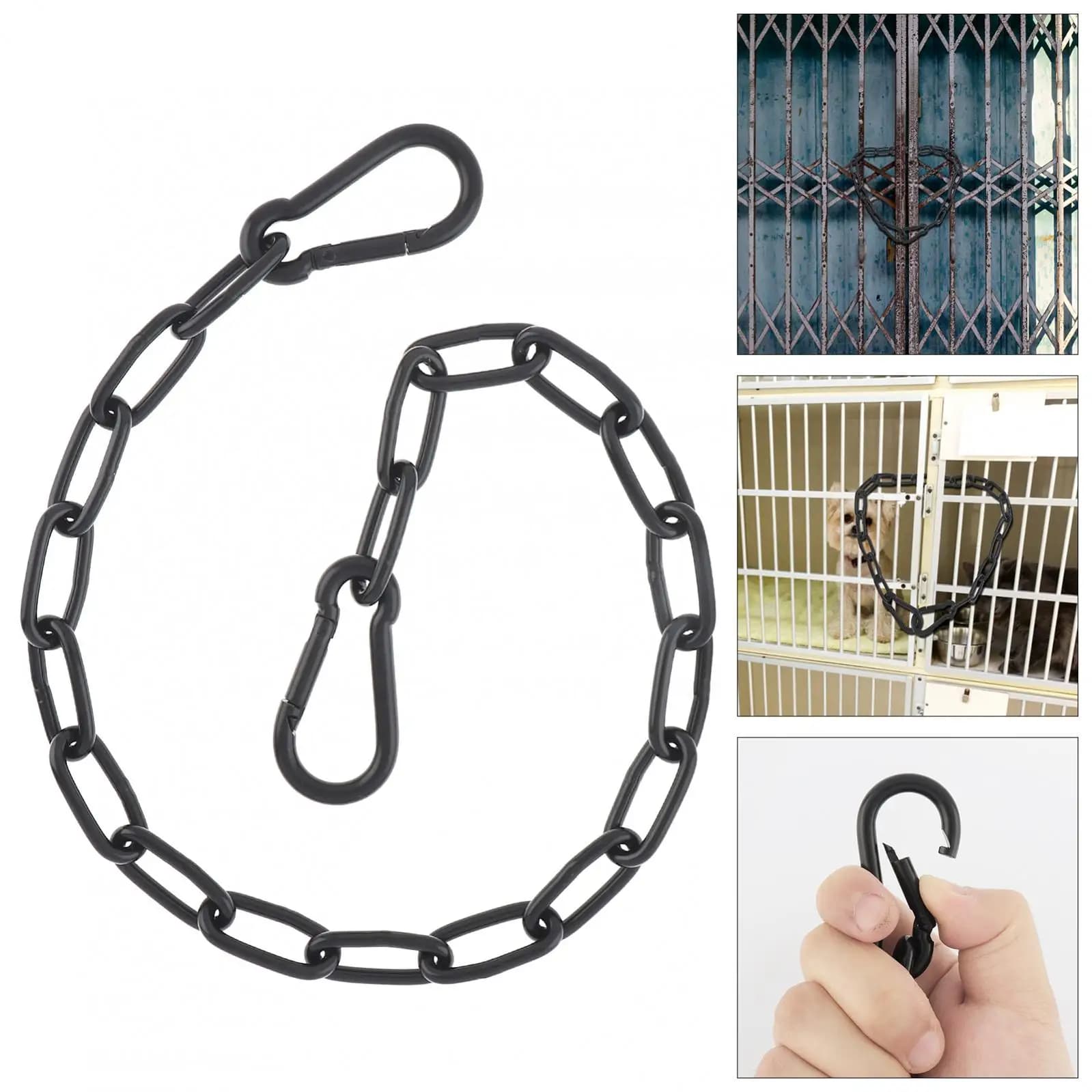 Serratura a catena a maglie per cancello in acciaio inossidabile da 24.8 pollici 4mm per recinzioni esterne/gabbie per animali domestici/bestiame con moschettoni da 2 pezzi, chiusure per cancelli